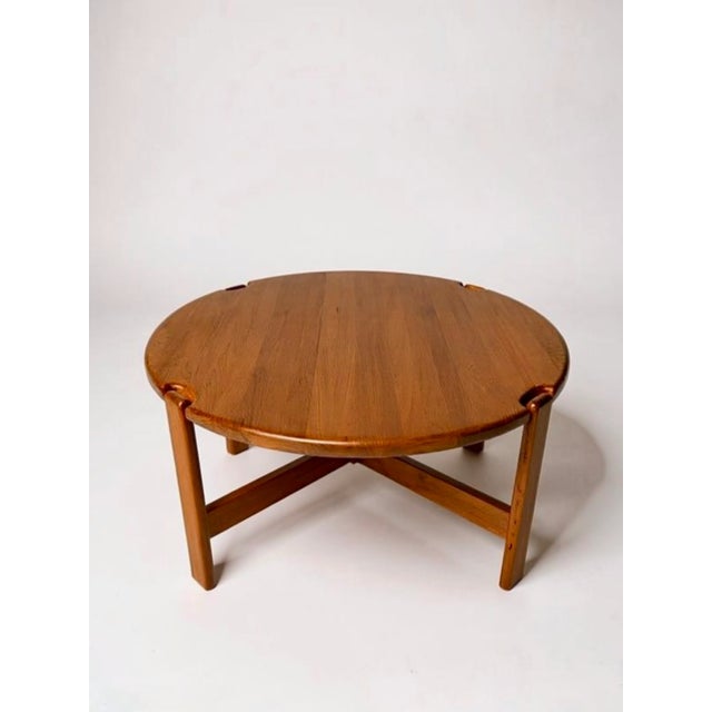 Vintage Round Coffee Table attributed to Niels Bach, 1970s For Sale - Image 4 of 5