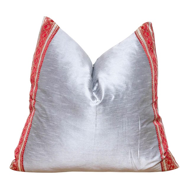 Modern Gray Festive Silk Euro Pillow Cover For Sale