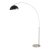 1960s Nova of California Mid Century Luna Bella Floor Lamp - Modern Arc Lamp, Satin Nickel, Matte Black/Silver Shade, Dimmable For Sale