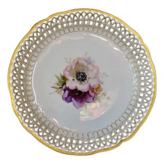 Early 20th Century KPM Compote with Hand Painted Floral Center For Sale