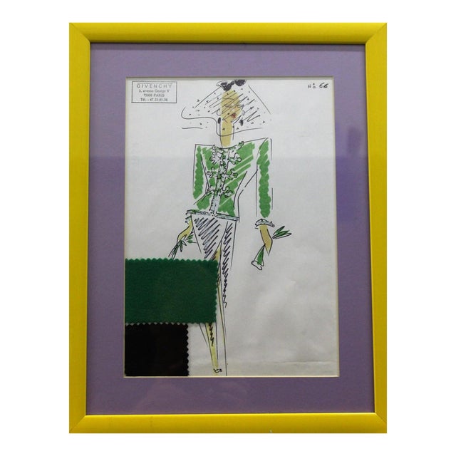 1980s Givenchy Paris No. 66 Traditional Watercolor Painting For Sale