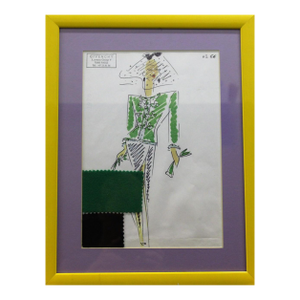 1980s Givenchy Paris No. 66 Traditional Watercolor Painting