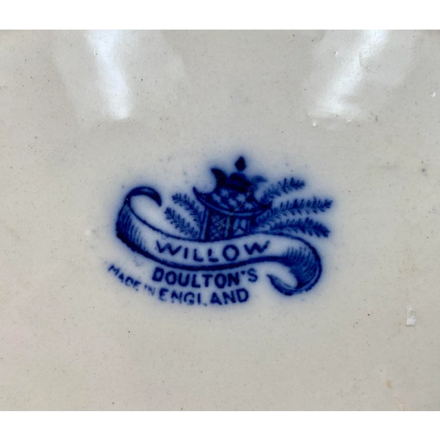 Antique Blue Willow Oval Serving Bowl Made in England. For Sale - Image 4 of 10