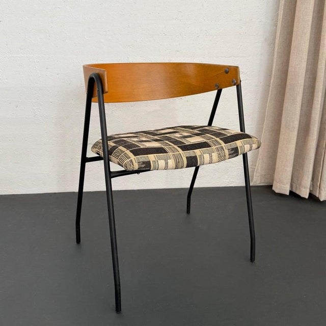 1960s Mid-Century Modern Wrought Iron Bentwood Compass Chair For Sale - Image 4 of 7