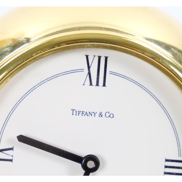 Tiffany & Co. Gilt Bronze Rectangular Desk Clock/ Adjustable Tilting Mechanism For Sale In New York - Image 6 of 9
