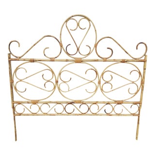 Boho Chic Ornate Rattan Headboard For Sale