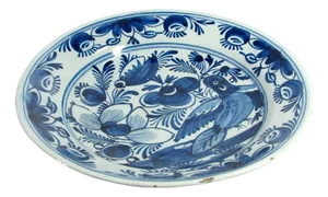 Large Dutch Delftware Blue and White Plate, 18th Century