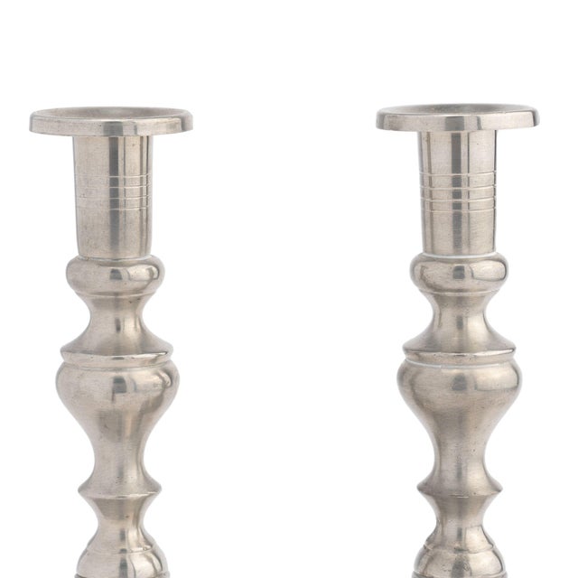 Pair of Woodbury Pewter Circular Dome Base Candlesticks, 1952 Chairish