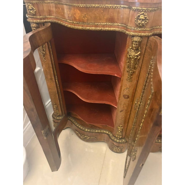 Wood Antique Serpentine Marquetry 4-Door Credenza, 1860s For Sale - Image 7 of 18