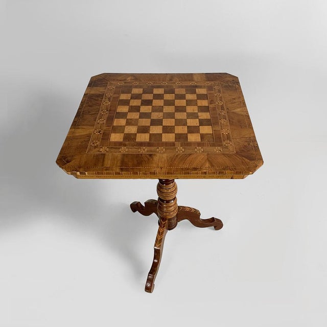 Italian Sorrento Style Wooden Chessboard Table, 1930s For Sale - Image 3 of 15