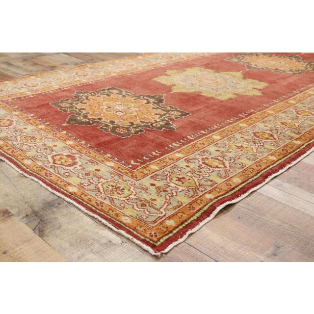 Vintage Turkish Oushak Gallery Rug, Wide Hallway Runner - 04'11 X 13'01 For Sale In Dallas - Image 6 of 9