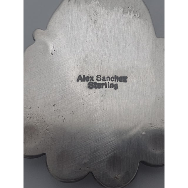 Triangular Prince Turquoise Sterling Silver Pendant - Alex Sanchez Navajo Handmade For Sale - Image 4 of 4