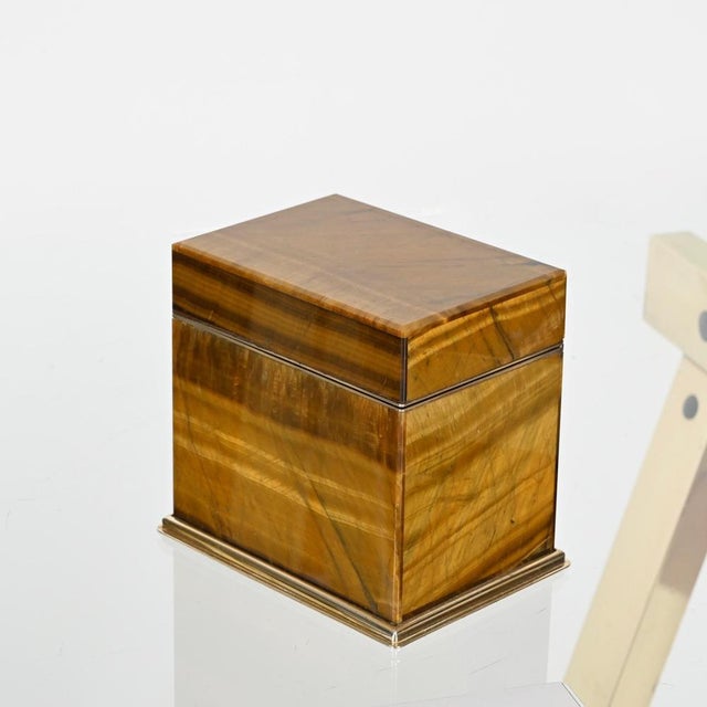 Tiger's Eye and Gilt 800 Silver Box from Gioielleria Mazzetti Milano, Italy, 1950s For Sale - Image 11 of 15