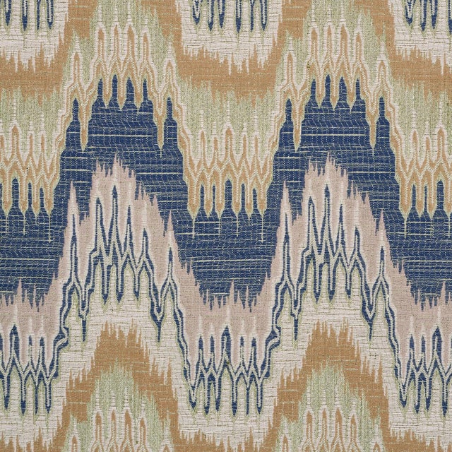 Traditional Schumacher Elio Flamestitch Fabric In Indigo For Sale - Image 3 of 6