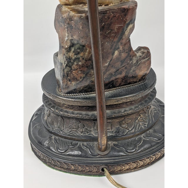 Early 20th Century Chinese Carved Soapstone Guanyin Table Lamp For Sale - Image 11 of 18