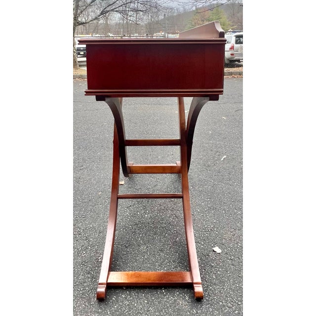 1980s Lane Mahogany Regency Style Cerrule Base Console Table For Sale - Image 5 of 11