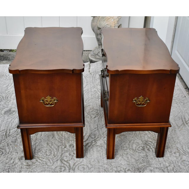 Lane Furniture Vintage Lane Pair of Diminutive Chippendale Style Mahogany Two Drawer Chest of Drawers For Sale - Image 4 of 11