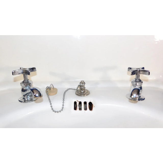 Vintage "Standard" High-Back Porcelain & Cast Iron Sink With Cast Iron Mounting Bracket For Sale - Image 4 of 18