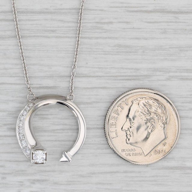 0.20ctw Diamond Cuff Pendant Necklace 14k White Gold Cable Chain 17"-18" For Sale In Greensboro - Image 6 of 6