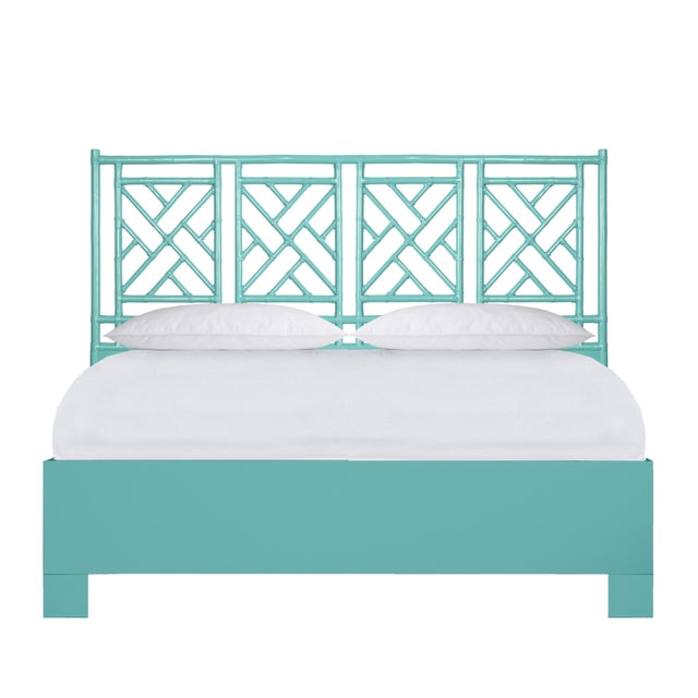 Chippendale Platform Bed California King - Turquoise For Sale - Image 12 of 12