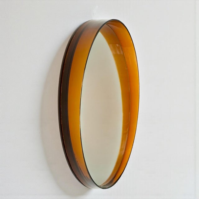 French Space Age Wall Mirror in Translucent Amber Plastic, 1970s For Sale - Image 11 of 18