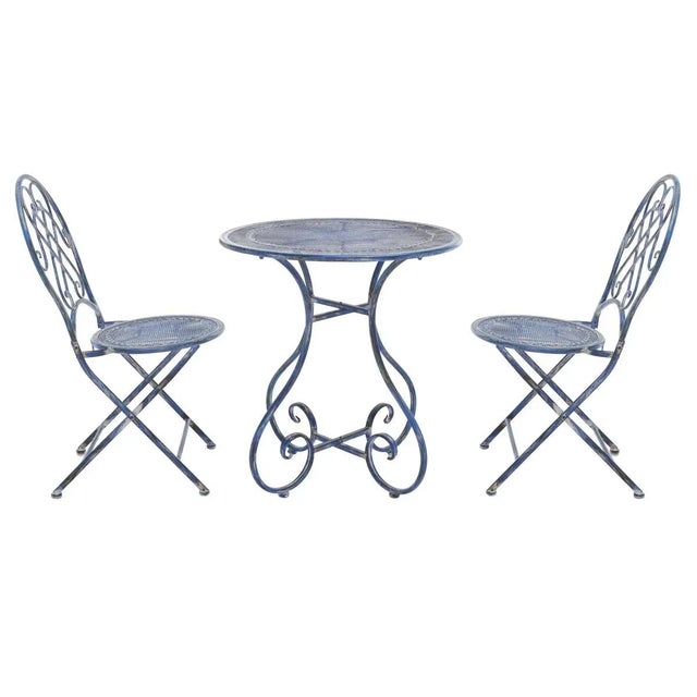 Metal Adriel 3 Piece Bistro Set - Mossy Blue For Sale - Image 7 of 8