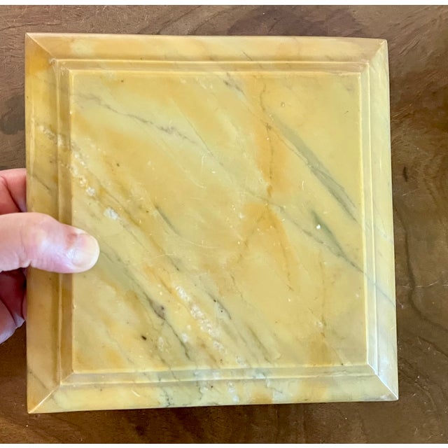 Antique 19th Century Italian Grand Tour Siena Marble Square Trivet or Dispay Base Plinth With Brass Feet For Sale - Image 4 of 13