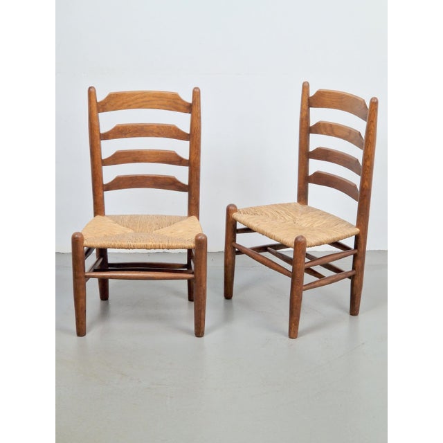 Set of Brutalist Wood and Wicker Chairs in the style of Charlotte Perriand, 1960s, Set of 2 For Sale - Image 16 of 16