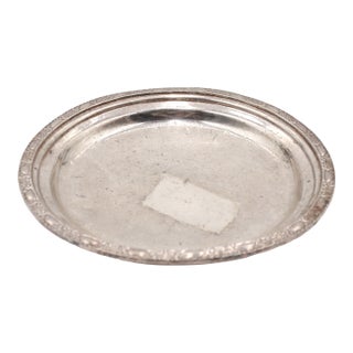 Waldorf Astoria Art Deco Silver Plated Brass Round Platter For Sale