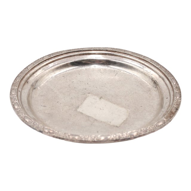 Waldorf Astoria Art Deco Silver Plated Brass Round Platter For Sale