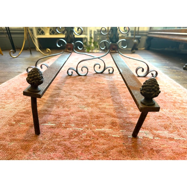 Tall Antique French Floral Tole Andirons For Sale - Image 12 of 17