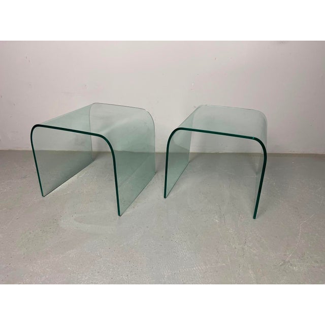 Waterfall Side Tables in Bent Glass by Angelo Cortesi for Fiam Italia, Italy, 1980s, Set of 2 For Sale - Image 4 of 16