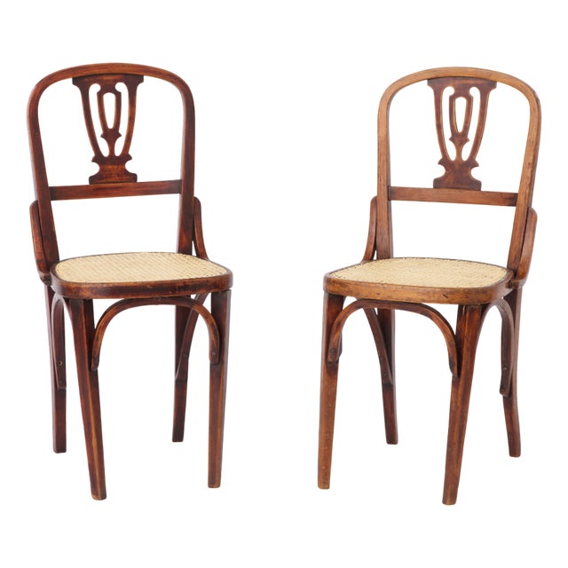 Vintage Bentwood and Cane Dining Chairs, Austria, 1940s, Set of 2 For Sale
