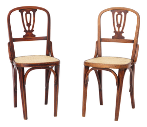 Vintage Bentwood and Cane Dining Chairs, Austria, 1940s, Set of 2