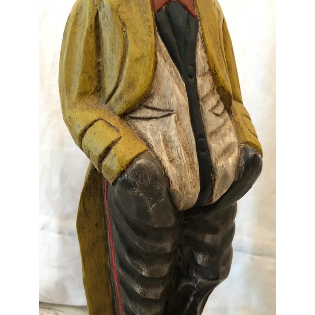 Vintage Carved Wooden Figure of a Calm Man, 20th Century For Sale - Image 3 of 11