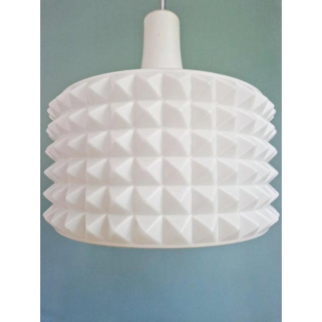 Metal Large White Opaline Pendant Light by Ivan Jakes, 1960s For Sale - Image 7 of 14