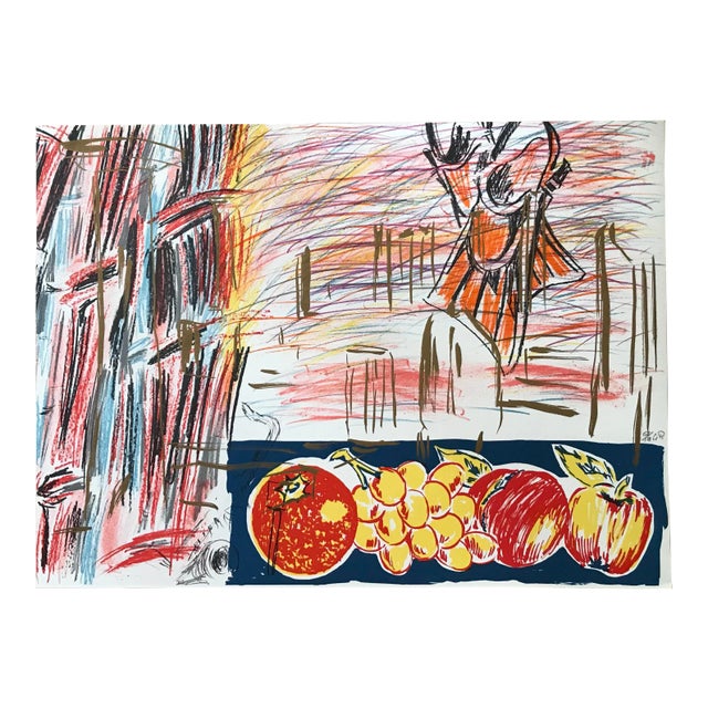 1990s Abstract Cityscape Signed Lithograph by Catalan Artist Carlos Pazos For Sale