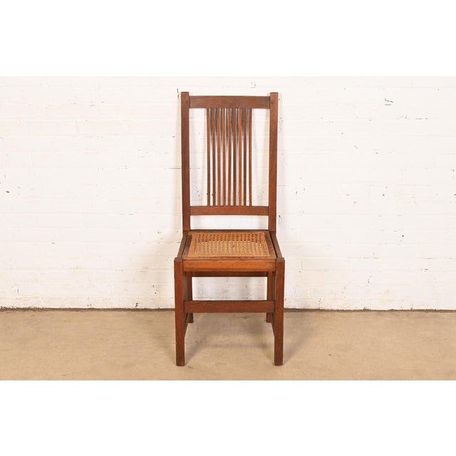 Mission Gustav Stickley Antique Mission Oak Arts & Crafts Spindle Side Chair or Dining Chair, Circa 1900 For Sale - Image 3 of 11