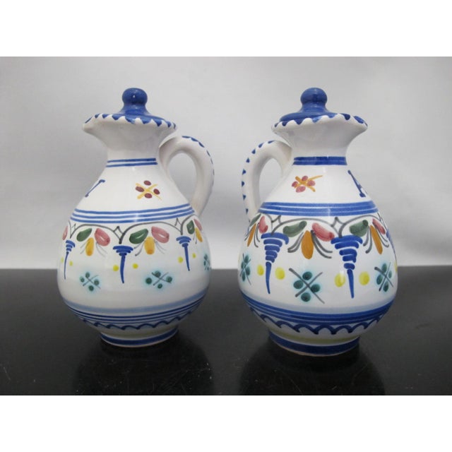 1970s Spanish De La Cal Barreira Pottery Oil & Vinegar Cruet Condiment Serving Tray For Sale - Image 5 of 18