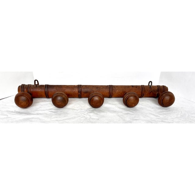 Early 1900s French Faux Bamboo Five Peg Coat/Hat Rack For Sale - Image 11 of 16