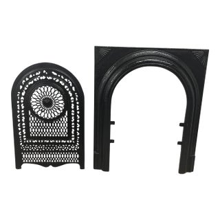Late 18th Century 24"w X 28"h Decorative Cast Iron Fireplace Surround and Insert For Sale