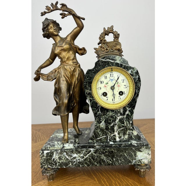 Vintage French Style Marble Clock For Sale - Image 4 of 18