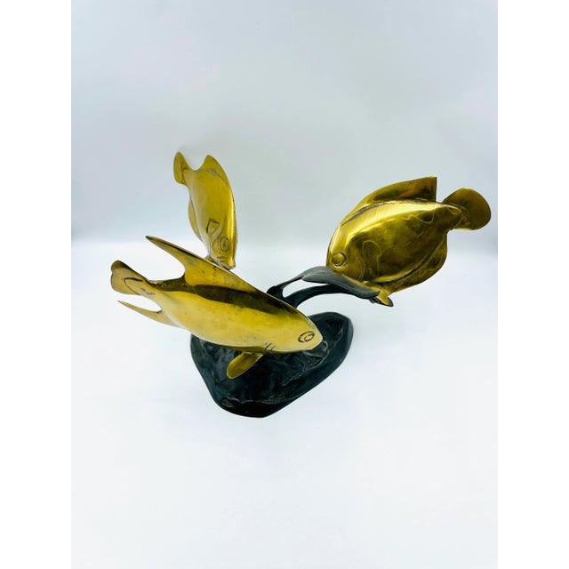 Vintage Brass & Bronze Tropical Fish Statue For Sale In Los Angeles - Image 6 of 12
