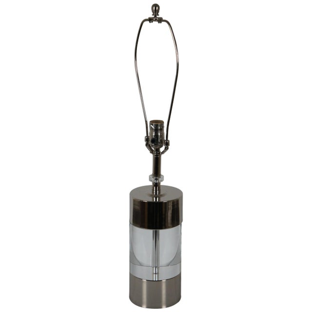 Quoizel resin and steel modern table lamp with polished nickel finish, style number Q1322T. 4.75” x 16.5” / Height to Top...