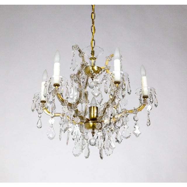 Mid 20th Century 7-Light Multi-Crystal Maria Theresa Chandelier For Sale - Image 13 of 13