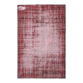 1970s Vintage Turkish Oushak Handmade Wool Cotton Red Area Rug For Sale