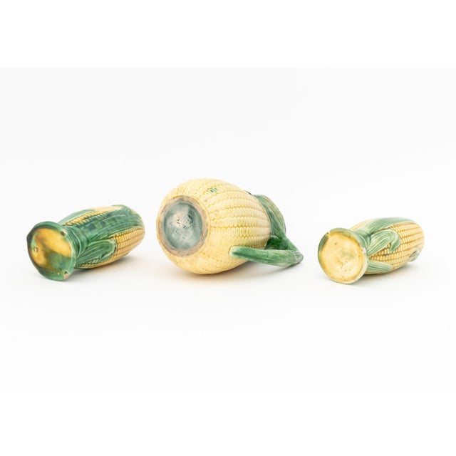 English Majolica Corn Pitcher and Vases, 3 Pieces For Sale - Image 13 of 14