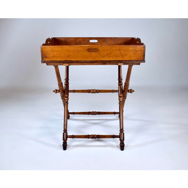 19th Century English Tiger Oak Butler's Tray Table For Sale - Image 15 of 15