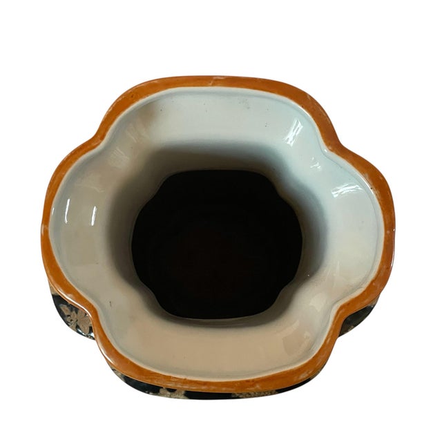 Vintage Large 18 3/4" Chinese Asian Black and Gold Porcelain Vase. Chinoiserie For Sale - Image 10 of 11