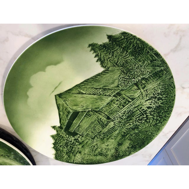 Cabin Vintage Green Cabin Embossed Scene by Zell Am Harmersbac, Decorative Plate For Sale - Image 3 of 5